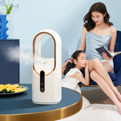 পাইকারি পাতাহীন বৈদ্যুতিক কুয়াশা ফ্যান 2200mAh বড় ব্যাটারি ভাল নকশা ঠান্ডা কুয়াশা humidifier পোর্টেবল নিরাপত্তা কুয়াশা ফ্যান humidifier